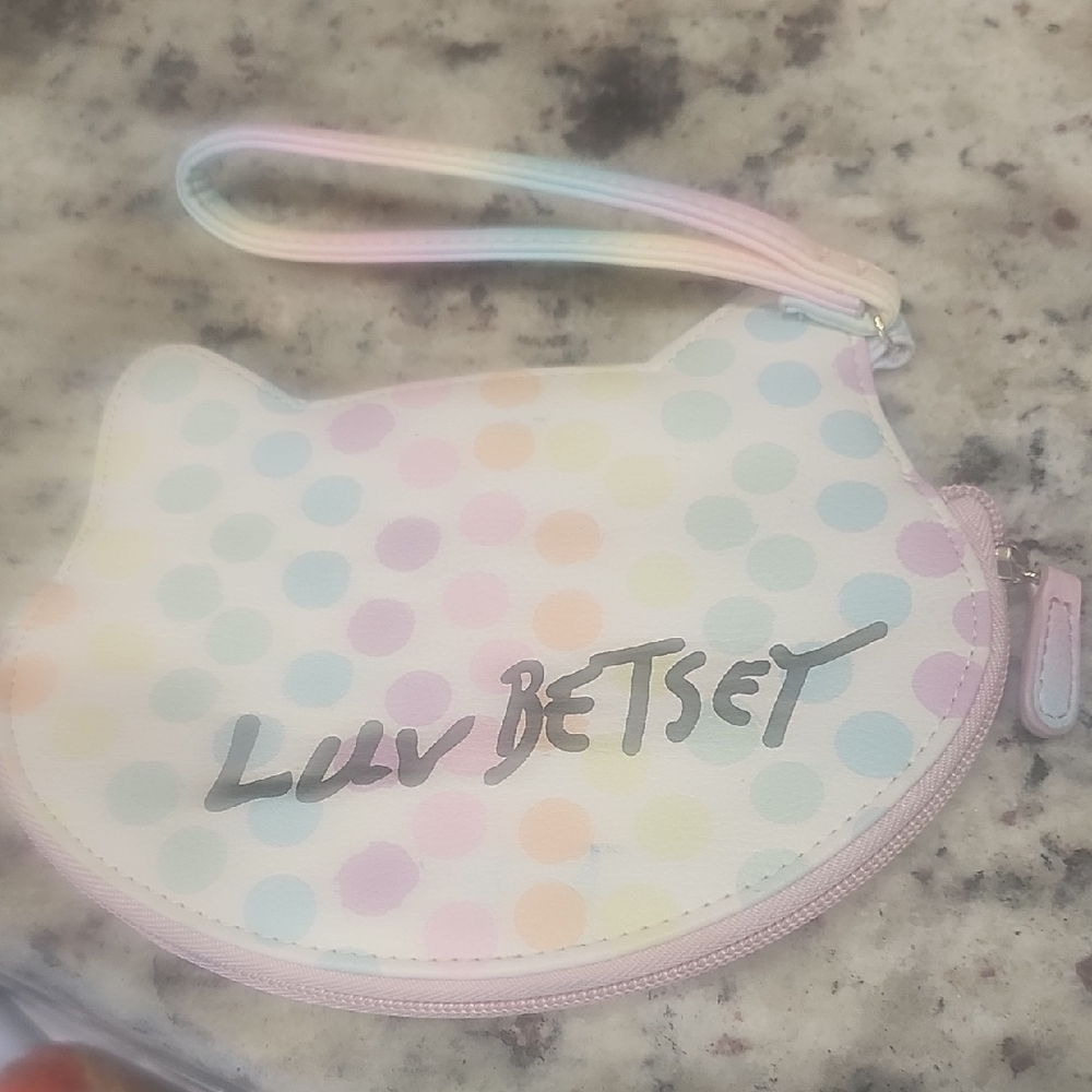 Betsey Johnson Pastel Polka Dot Cat Wristlet
